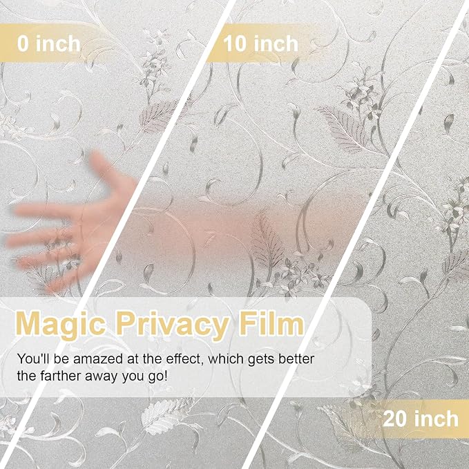 Window Privacy Film Decorative for Front Door, Bathroom Static Cling Stained - Image 2