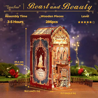 Tonecheer DIY Book Nook Kit for Adults, 3D Wooden Puzzle Music Booknook - Image 4
