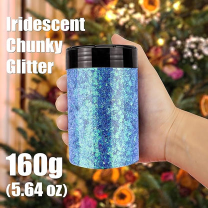 Iridescent Chunky Glitter 5.64oz/160g, Ultra Fine Glitter Powder Mixed Chunky - Image 3