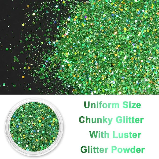 Renfio Holographic Glitter, 2.11oz/60g Medium Size Chunky Mix Ultra Fine - Image 2
