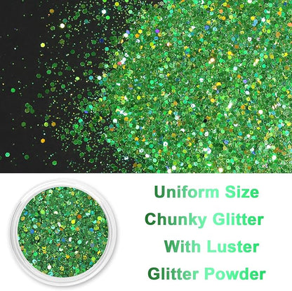 Renfio Holographic Glitter, 2.11oz/60g Medium Size Chunky Mix Ultra Fine - Image 2