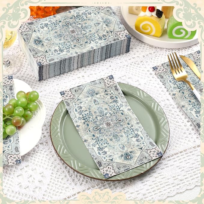Yeaqee 100 Pcs Vintage Boho Napkins Paper Guest Towels 2 Ply Decoupage Napkins - Image 2