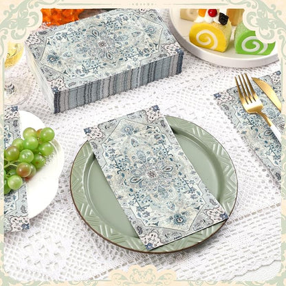 Yeaqee 100 Pcs Vintage Boho Napkins Paper Guest Towels 2 Ply Decoupage Napkins - Image 2