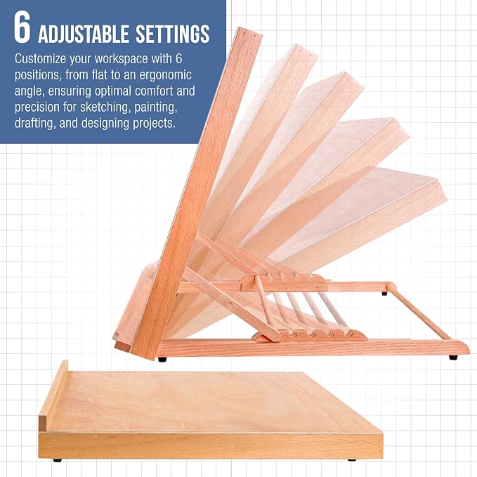 U.S. Art Supply X-Large 25-5/8" x 19" Adjustable Wood Art Drawing Board - Image 3
