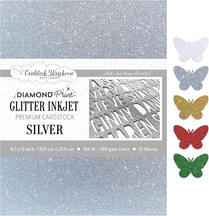 Cardstock Warehouse Diamond Print Inkjet Glitter-Premium Silver Glitter by CardstockWarehouse%E2%84%A2