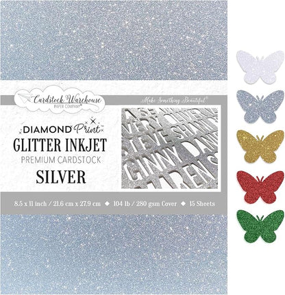 Cardstock Warehouse Diamond Print Inkjet Glitter-Premium Silver Glitter by CardstockWarehouse%E2%84%A2