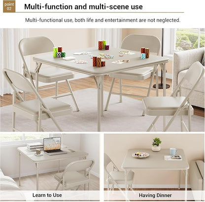 Folding Card Table, 34 Inch Portable Square Game Table - Image 4