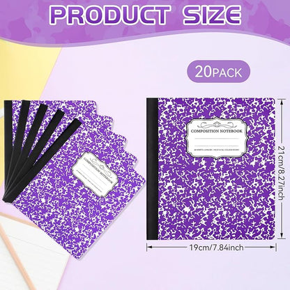 Seajan 20 Pack Composition Notebooks, Wide Ruled Paper, 7-1/2" x 9-3/4" Marble - Image 2
