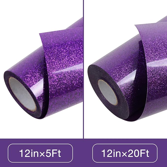 TORC Purple Glitter HTV Heat Transfer Vinyl Roll 12 inch x 5 ft Iron on Vinyl - Image 3
