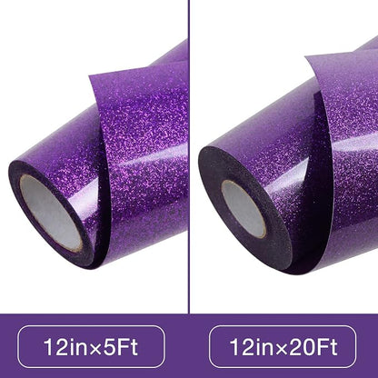 TORC Purple Glitter HTV Heat Transfer Vinyl Roll 12 inch x 5 ft Iron on Vinyl - Image 3