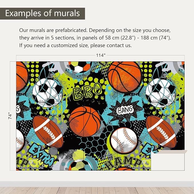 AFZEVEB-Colorful Graffiti Wallpaper Hand-Painted Ball Wall murals - Image 3