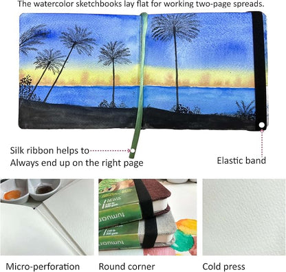 tumuarta Square Watercolor Journal, 140 LB, 300 GSM, Cotton Paper, Cold Press - Image 3