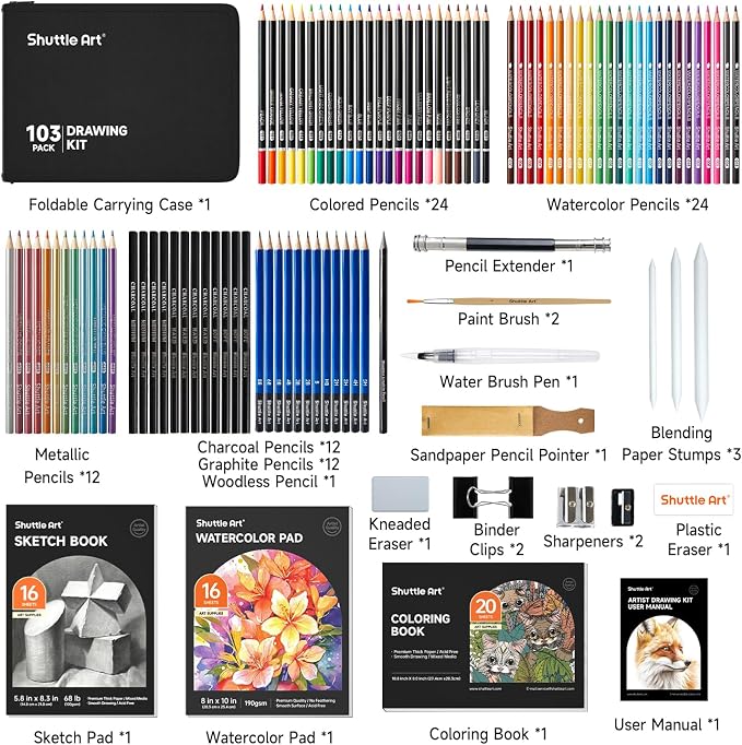 Shuttle Art 103 PCS Drawing Kit, Professional Drawing Supplies - Image 2