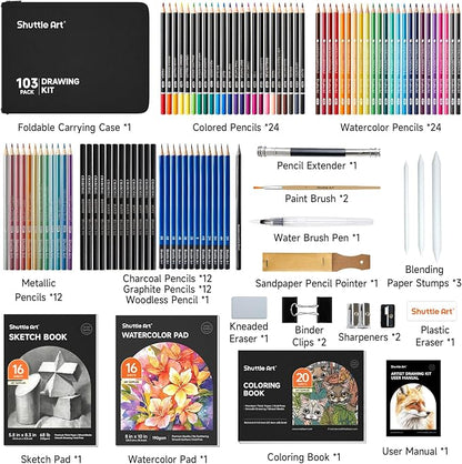 Shuttle Art 103 PCS Drawing Kit, Professional Drawing Supplies - Image 2