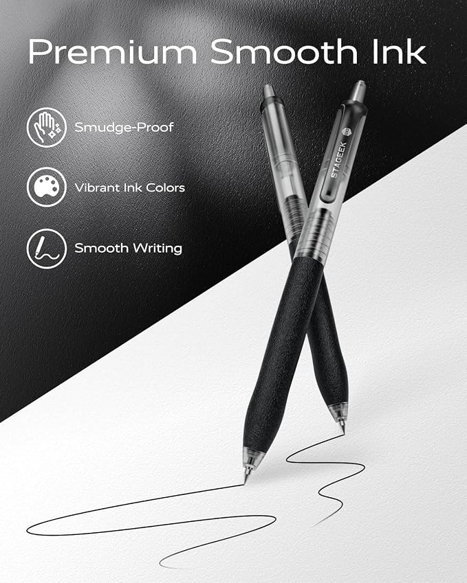 0.5mm Gel Pens Fine Point Smooth Writing Pens, Retractable Leather-Like Black - Image 5