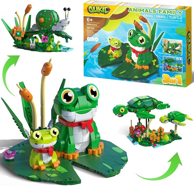 3 in 1 Animals Frog Family Building Set by Glikid