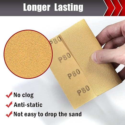 50 Pcs 1/4 Sheet Sandpaper, Premium Sand Paper 80/120/150/220/320/400 Grit - Image 4