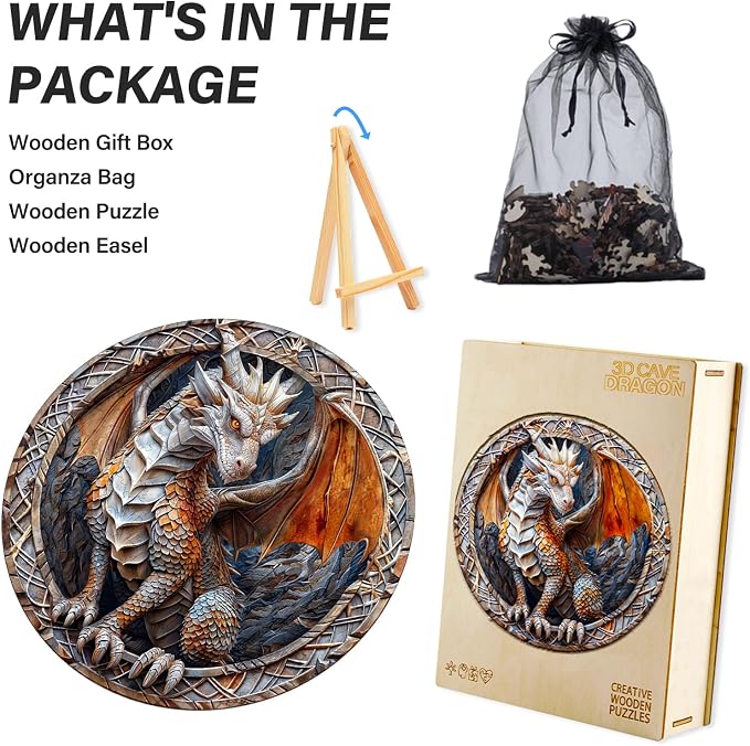 Wooden Puzzles for Adults, Cave Dragon Puzzle, Wood Adult Puzzle, Wooden Puzzle - Image 8