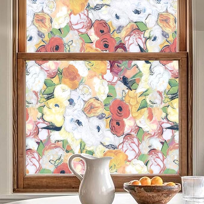Window Privacy Film, Frosted Glass Decorative Static Cling, Removable Sun by ADDHERES