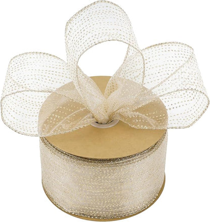 MEEDEE Champagne Gold Wired Ribbon - Image 7