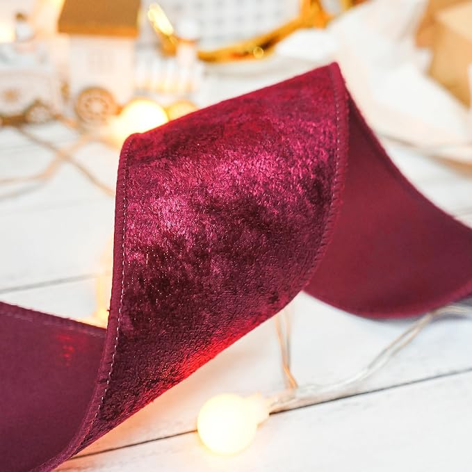 Wine Velvet Ribbon 2.5 Inch x 10 Yards - Image 6