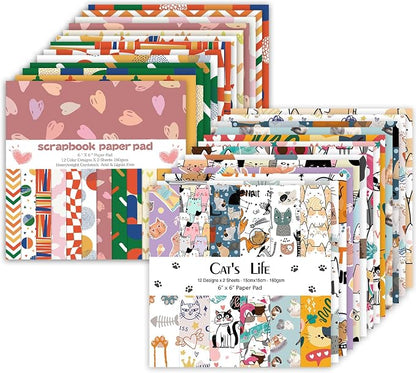 48 Sheets 24 Designs Scrapbook Paper Pad, Scrapbooking DIY Decorative by Bestartsuppliesforyou