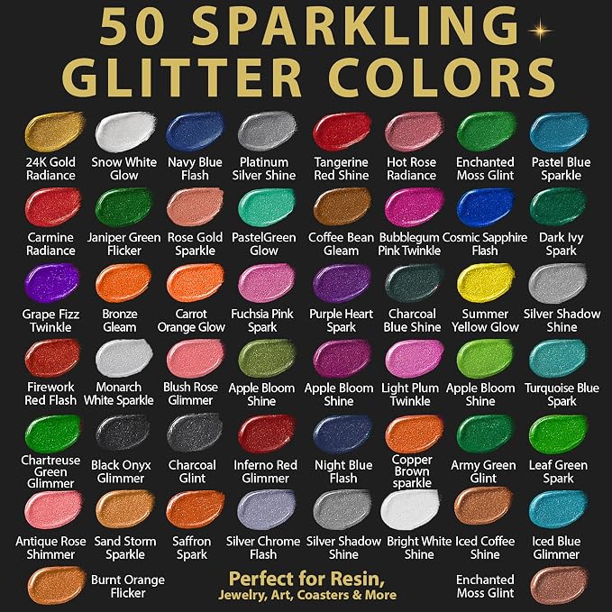 50 Color Glitter Pigment Paste for Epoxy Resin, Mica Metallic Resin Pigment Set - Image 2