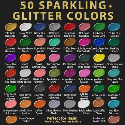50 Color Glitter Pigment Paste for Epoxy Resin, Mica Metallic Resin Pigment Set - Image 2