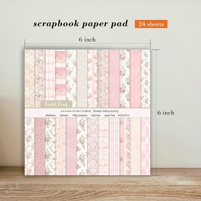 6 Inch Pink Flowers Scrapbooking Paper Pad - Image 3