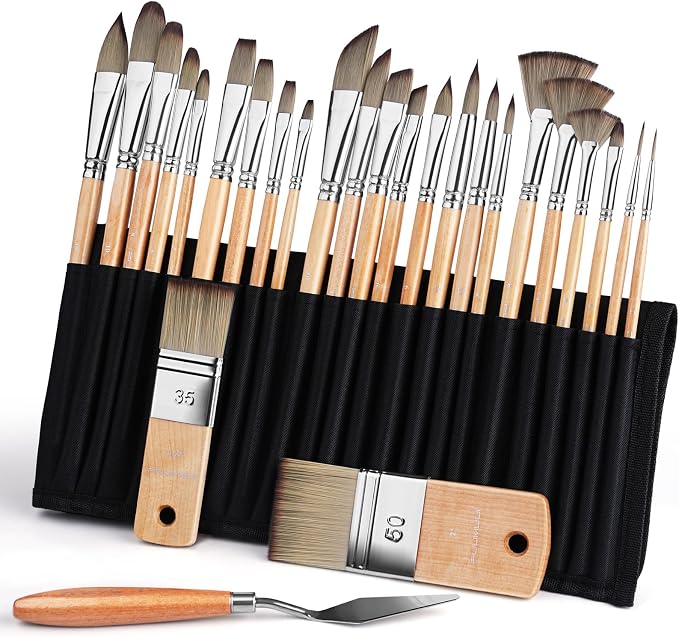 Fuumuui 26pcs Paint Brushes, Professional Acrylic Paint Brush Set Artists - Image 7