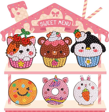 Cymbana Diamond Painting Kits for Kids 20 Pcs Desserts Contains Cupcake - Image 4