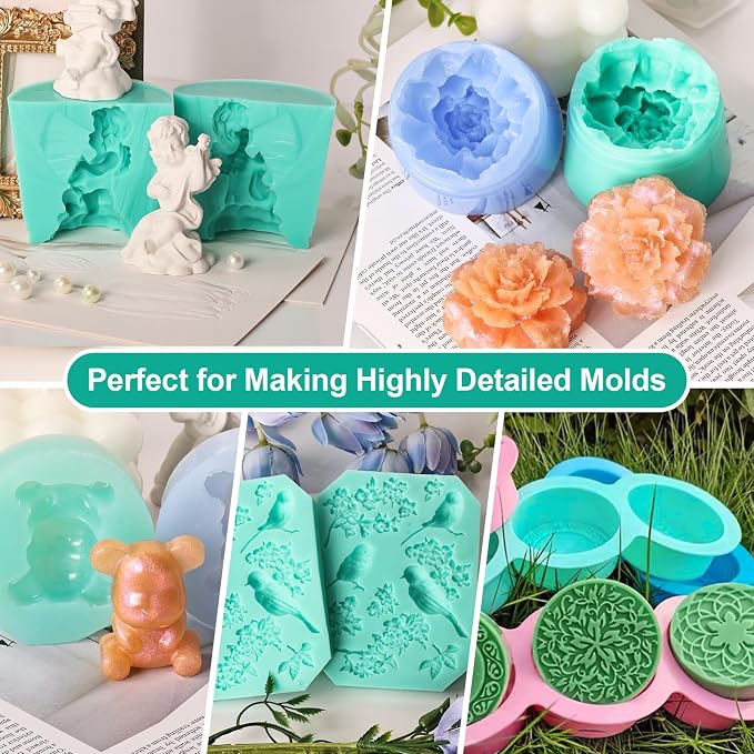 38 oz Liquid Silicone Mold Kit, 15A Rubber, 1:1 Volume Ratio, Jade Green - Image 7