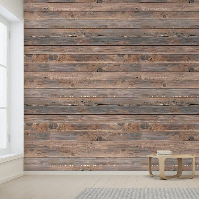 wall26 Horizontal Brown Vintage and Retro Wood Textured Paneling, Wall Mural - Image 2