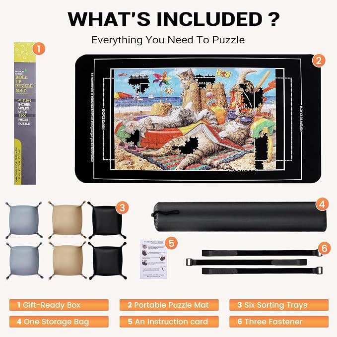 Lwoeo Jigsaw Puzzle Mat Roll Up, No Creases 53.3” x 35” Rubber Saver Pad Up to - Image 3