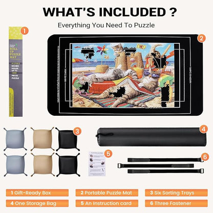Lwoeo Jigsaw Puzzle Mat Roll Up, No Creases 53.3” x 35” Rubber Saver Pad Up to - Image 3
