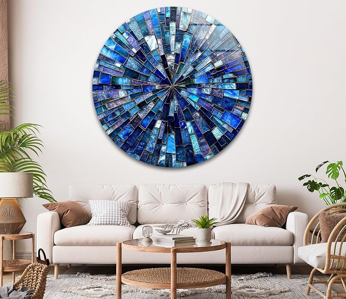 My Photostation.com 24'' Diameter Radiant Mosaic Burst Round Glass Wall Art - Image 2
