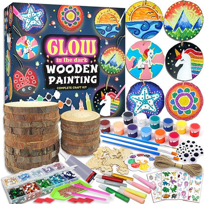 klmars Kids Wooden Painting Kit-Glow in The Dark-Arts & Crafts Gifts by klmars