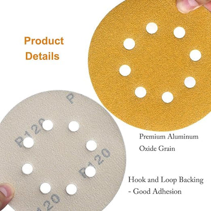 5-Inch 8-Hole Hook and Loop Sanding Discs, 60/80/120/150/220/320/400 Assorted - Image 5