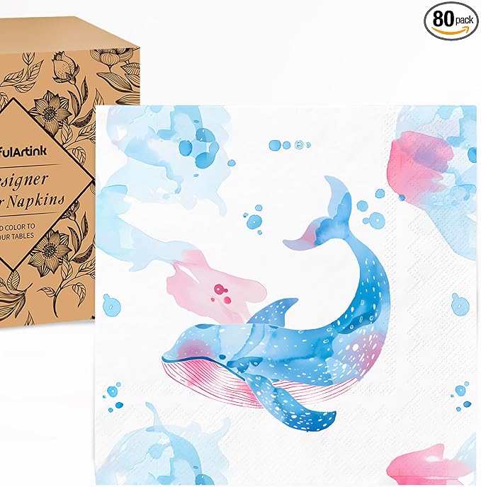 80 pcs Premium Designer Cocktail Beverage Napkins, 3-Ply 5 x 5-inches by JoyfulArtink