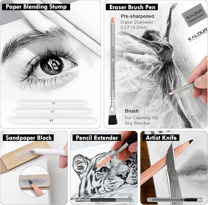 39pcs Drawing Pencil Set, Professional Sketch Pencils, Eraser Brush Pen - Image 5