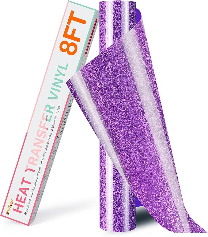 HTVRONT Purple Glitter HTV Heat Transfer Vinyl Rolls by HTVRONT