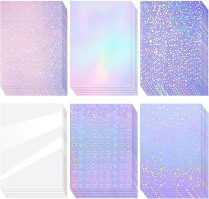 Clabby 36 Sheets Holographic Sticker Paper A4 Vinyl Sticker Paper Self Adhesive by Clabby