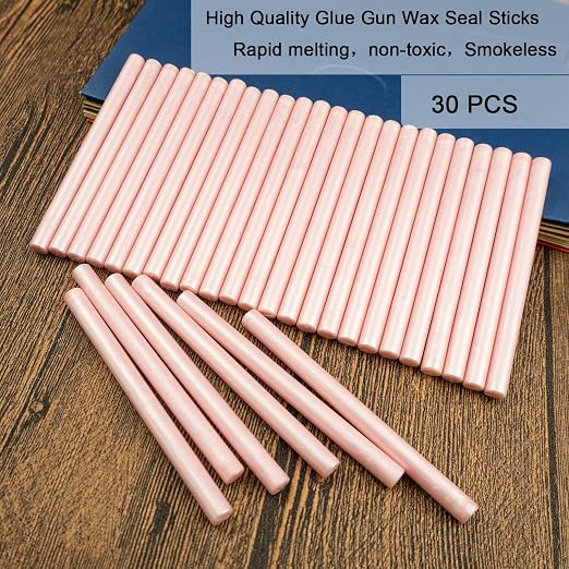 Wax Seal Stick, Ioggtser 30 PCS Pearlescent Pink Mini Glue Gun Wax Seal Stick - Image 2