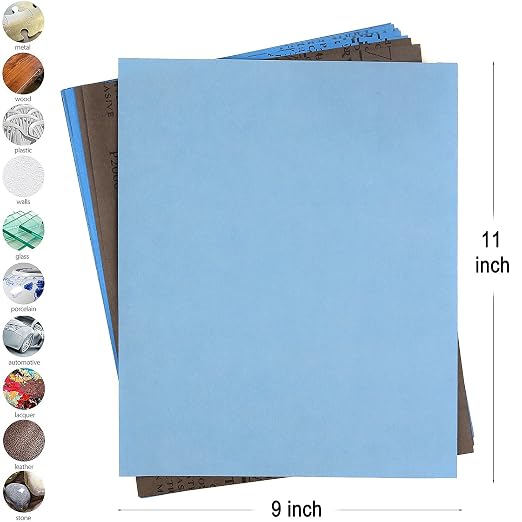 9x11 inch 16 Sheets Sandpaper, Wet or Dry 2000-10000 Grit 8 Assortment Sand - Image 2