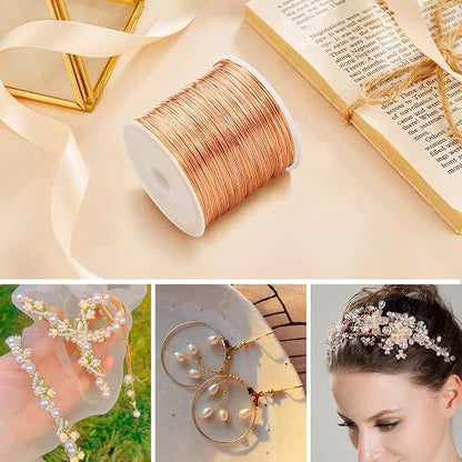 Cadikez 26 Gauge Rose Gold Plated Brass Jewelry Making Wire 100M/0.4mm Soft - Image 4