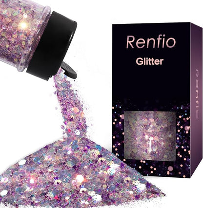 Renfio Opal Chunky Purple Glitter, 1.75oz/50g Dreamy High Sparkle Holographic by Renfio