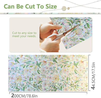 FINNEZ Window Privacy Film Stain Glass Film Flowers Rainbow Window Film Window - Image 6
