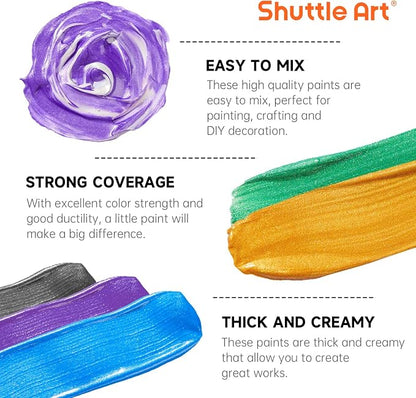 Shuttle Art 8 Colors Metallic Acrylic Paint, 250ml/8.45oz Bottles Acrylic Paint - Image 5