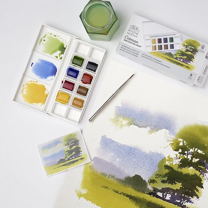 Winsor & Newton Cotman Watercolor Paint Set, 8 Half Pan, Landscape Colors w/ - Image 2