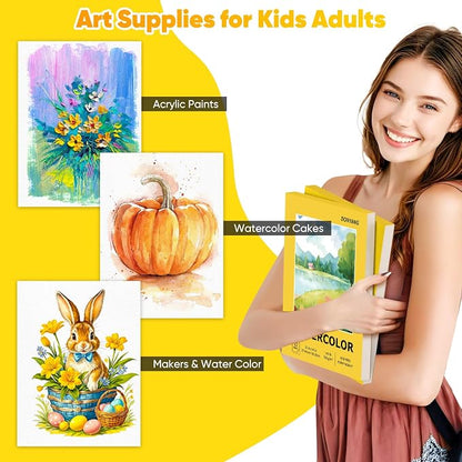 Watercolor Paper Pad, 140lb/300gsm Artist Painting Drawing Paper Book, Art - Image 4